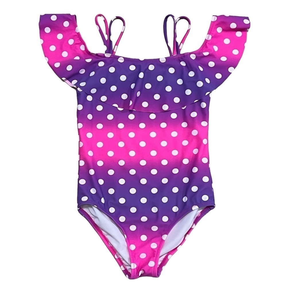 Kanu Surf Pink Purple Ombre Polka Dots One Piece Swimsuit Size 10